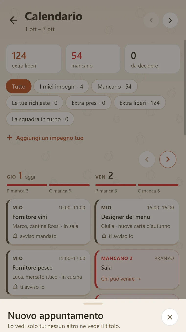 Nuovo appuntamento in agenda con promemoria