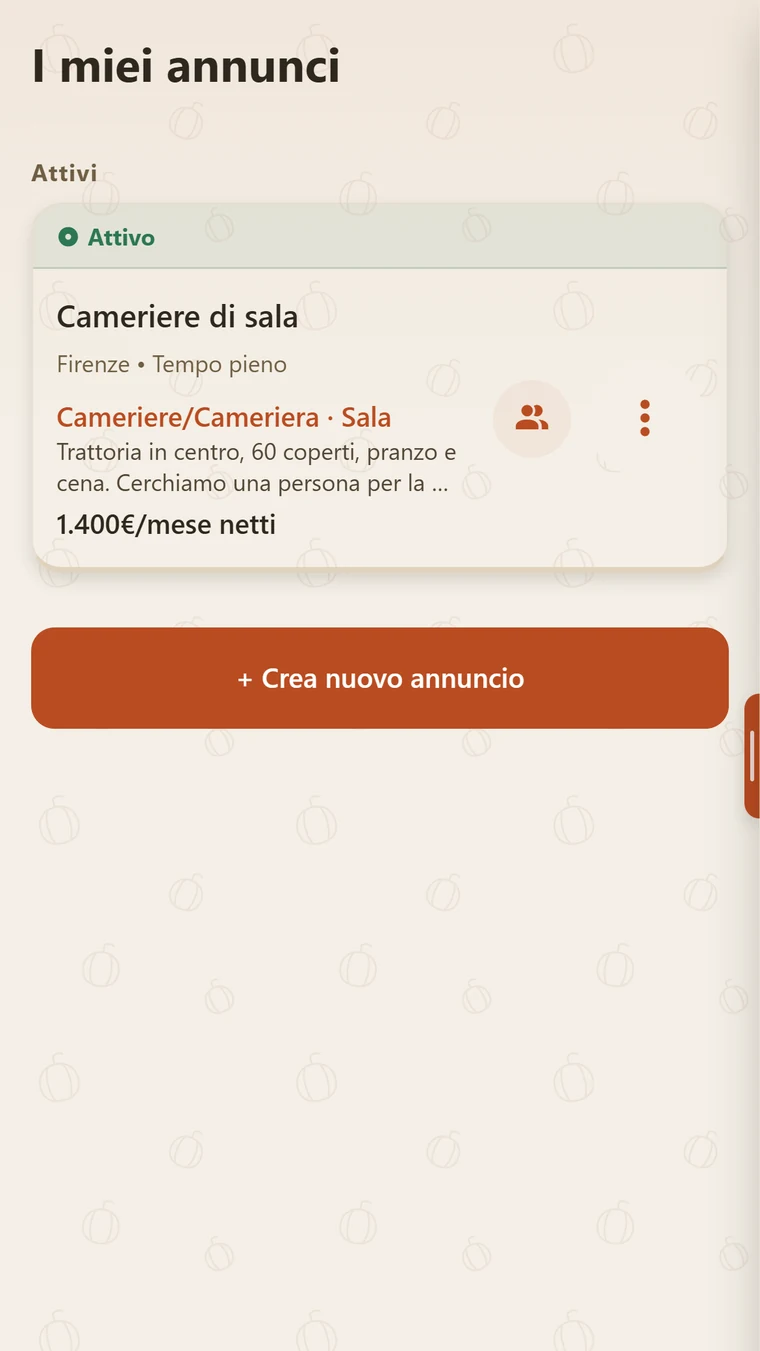 Annuncio di cameriere con contratto e retribuzione